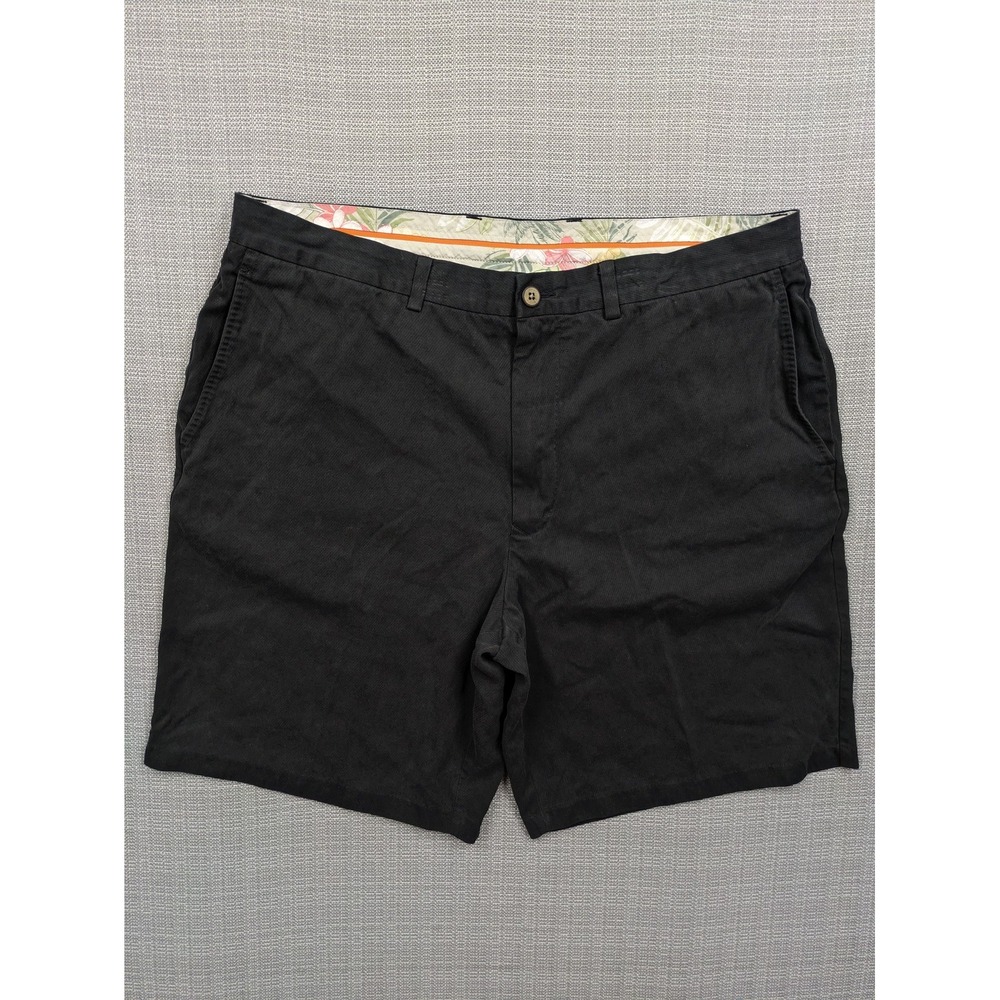 Tommy Bahama Shorts Mens 38 Black Silk Cotton Chino 9 Inseam Casual Summer